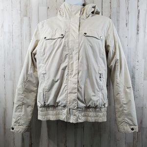 Columbia Womens Winter Jacket L Ivory Full Zip Hooded BIG1